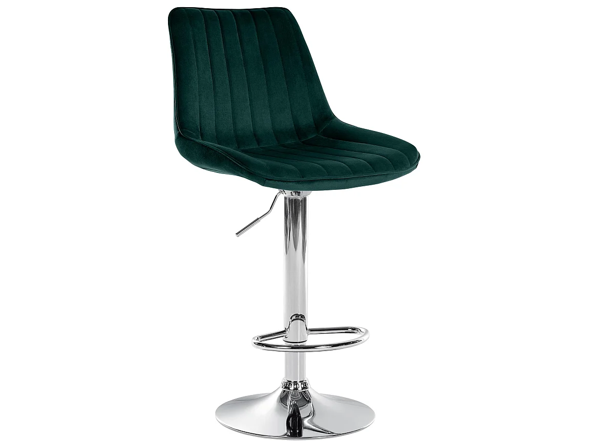 Tabouret de bar - Velours & Chrome - Vert - Toni
