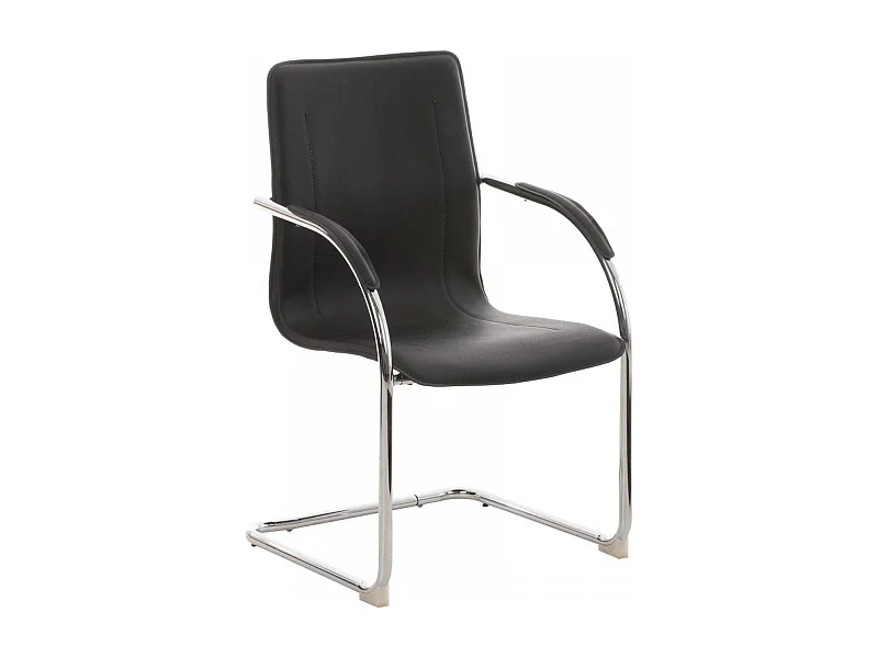 Freischwinger Stuhl - Kunstleder & schwarz - schwarz - Melina V2