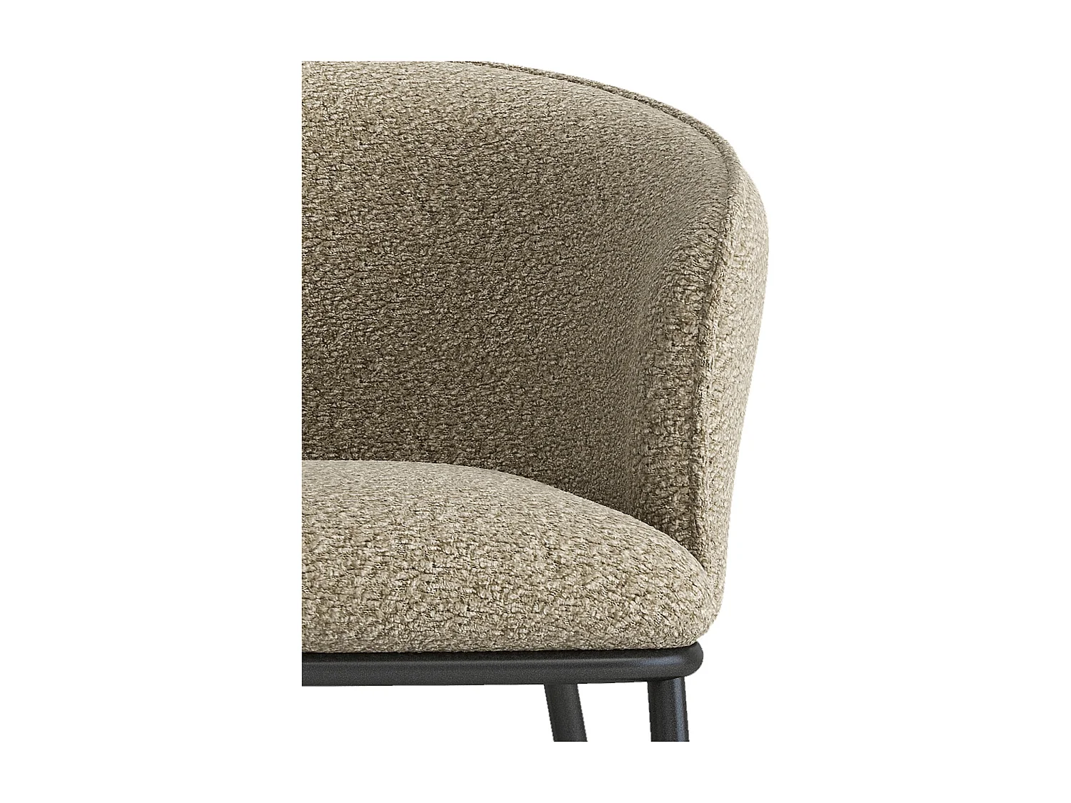 ALVIN-Fauteuil de table en tissu Bouclé Grège