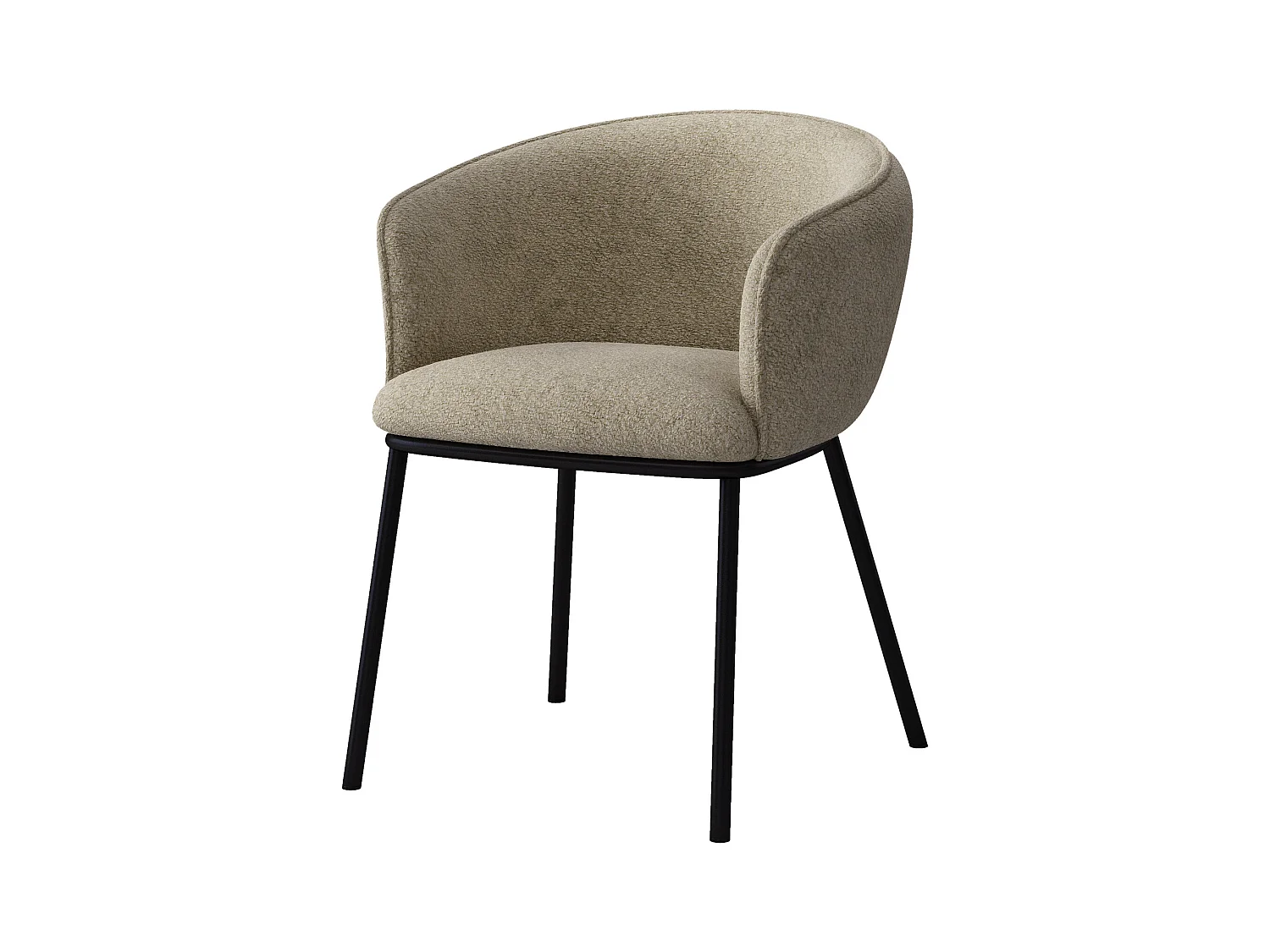 ALVIN-Fauteuil de table en tissu Bouclé Grège