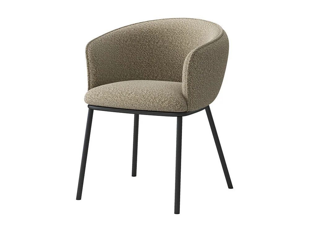 ALVIN-Sedia in tessuto beige e metallo nero