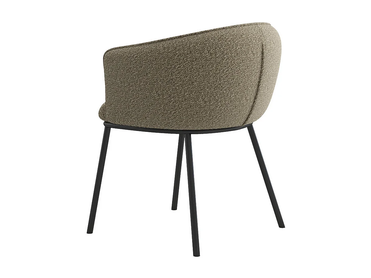 ALVIN-Sedia in tessuto beige e metallo nero