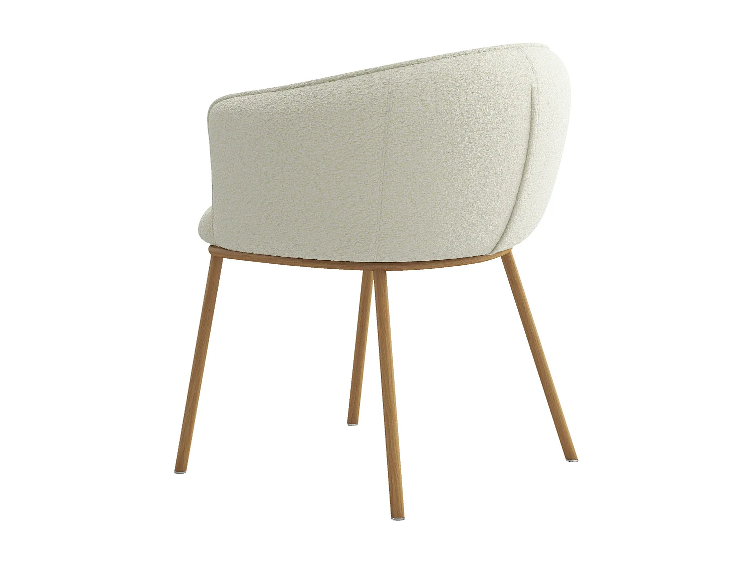 ALVIN-Sedia in tessuto Bouclé Ecru e metallo effetto rovere