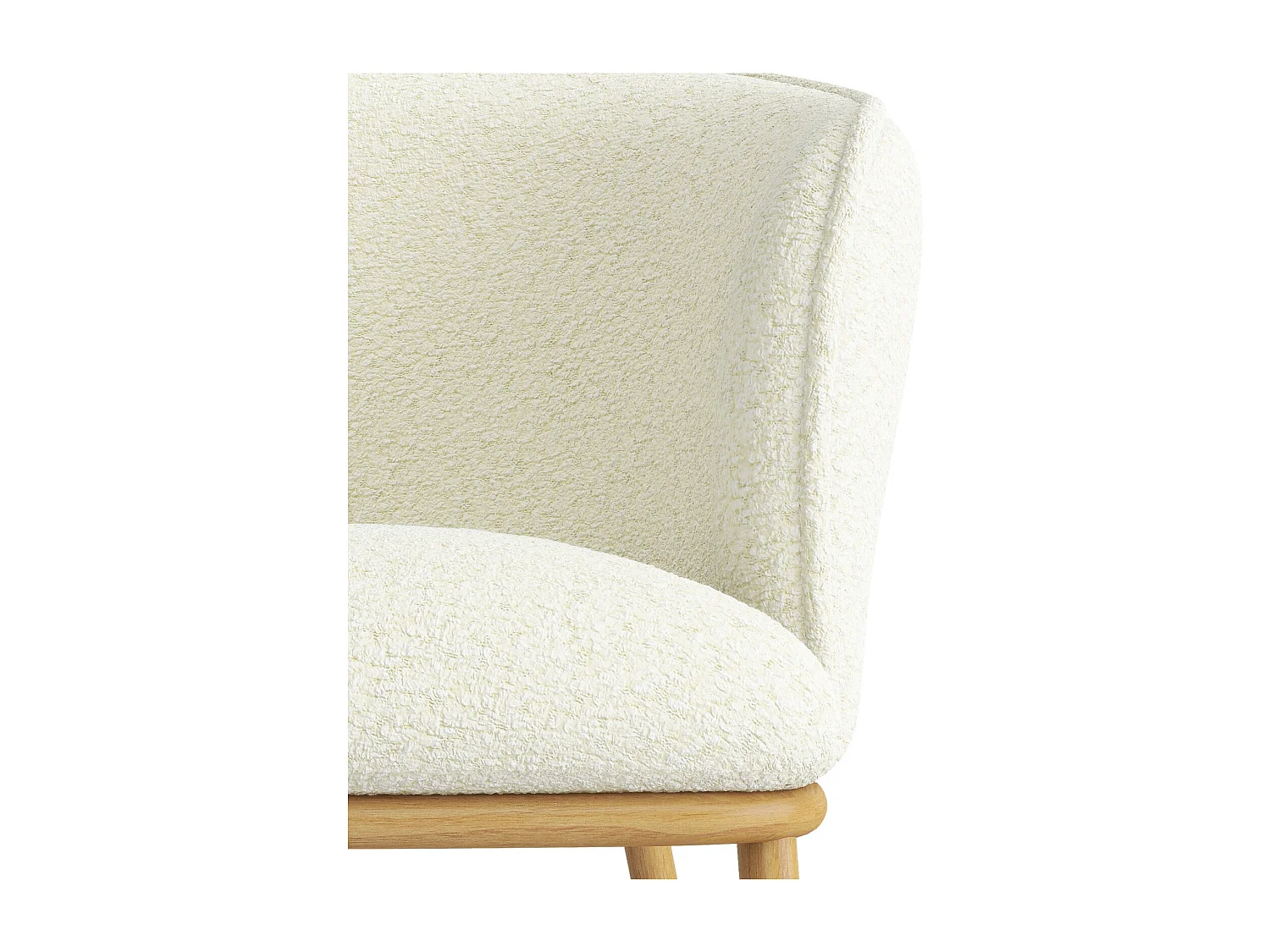 ALVIN-Sedia in tessuto Bouclé Ecru e metallo effetto rovere