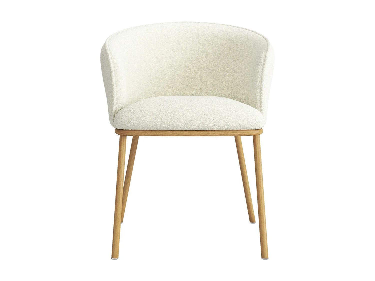 ALVIN-Sedia in tessuto Bouclé Ecru e metallo effetto rovere