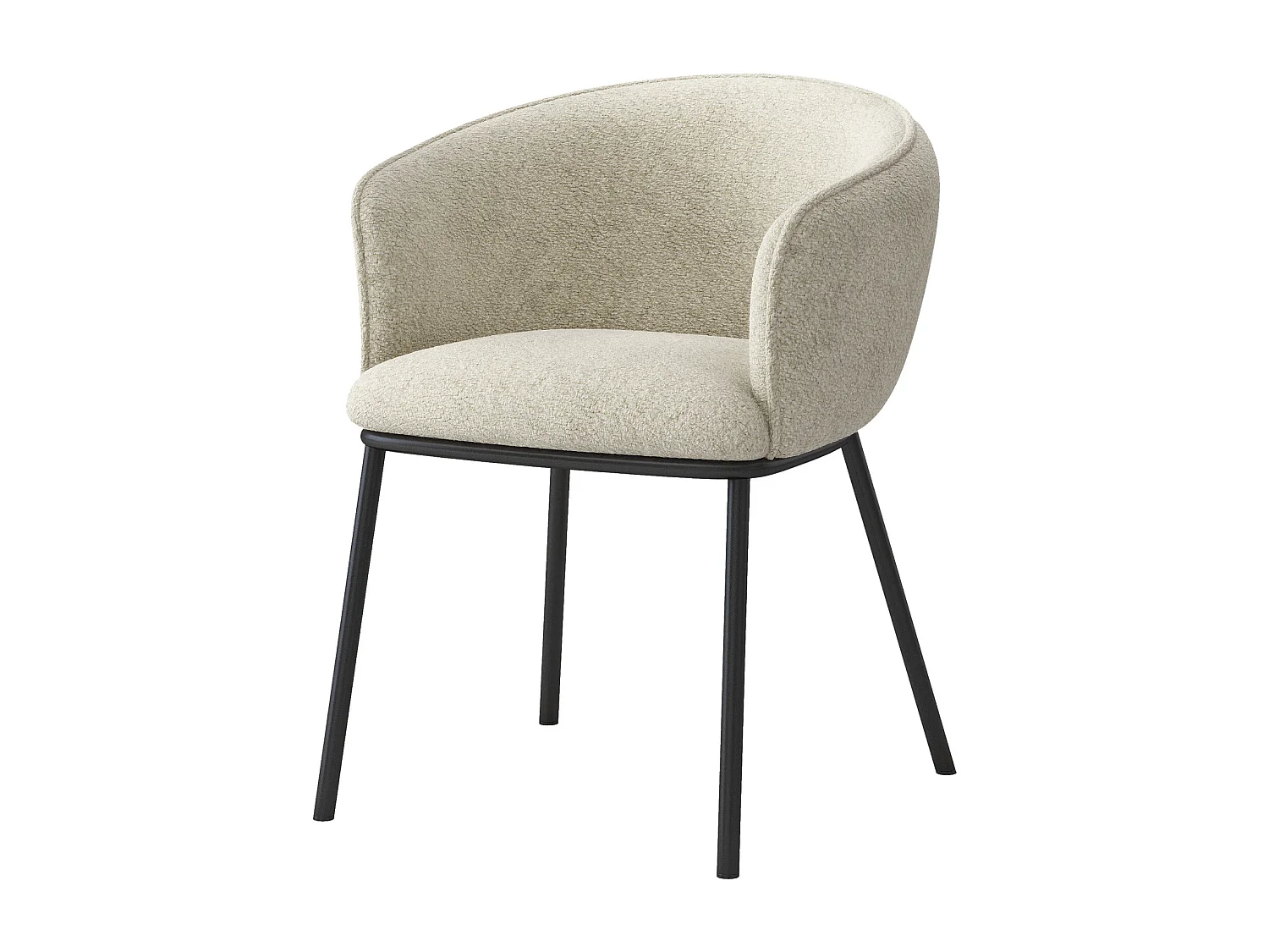 ALVIN-Sedia in tessuto color lino e metallo nero