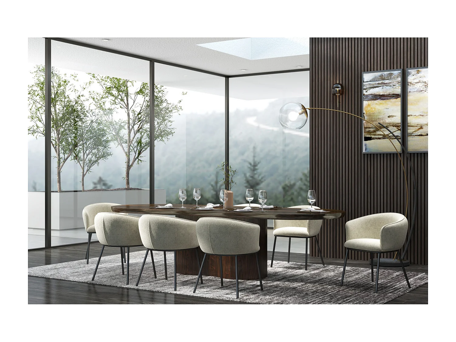 ALVIN-Sedia in tessuto color lino e metallo nero