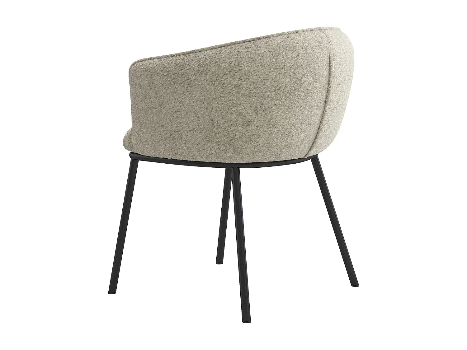 ALVIN-Sedia in tessuto color lino e metallo nero