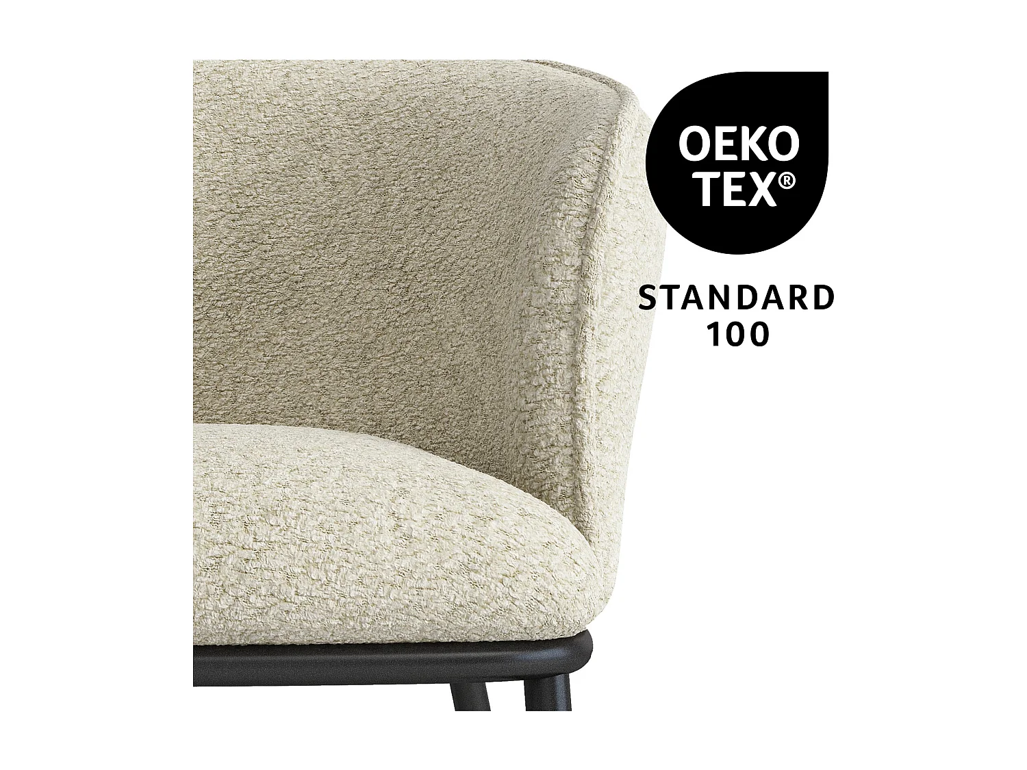 ALVIN-Sedia in tessuto color lino e metallo nero