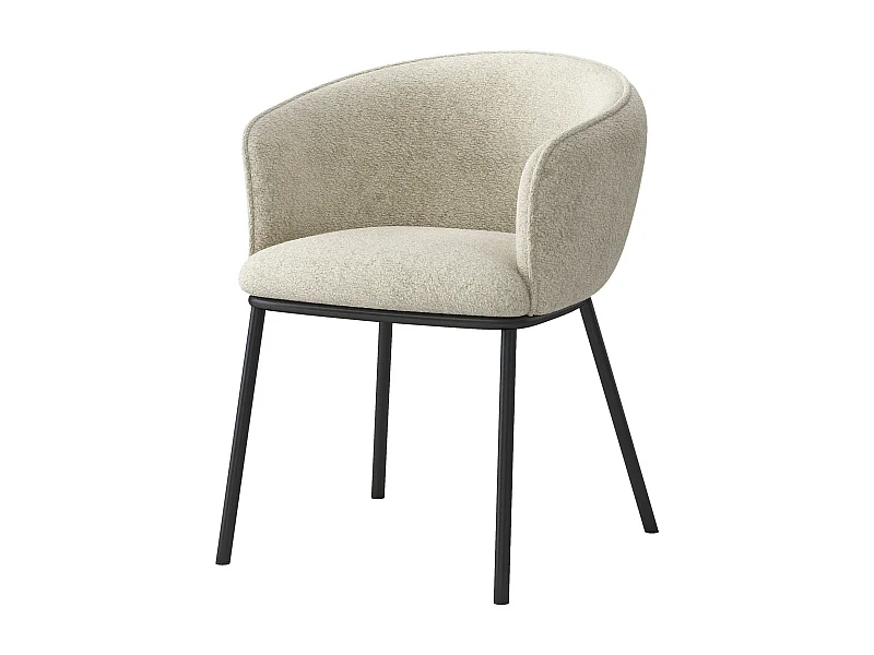 ALVIN-Silla de tela color lino y metal negro