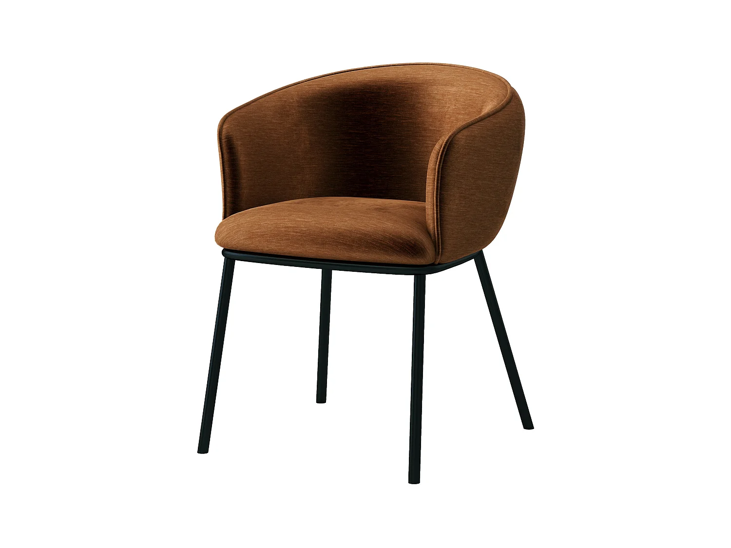 ALVIN-Silla de tela terracotta y metal negro