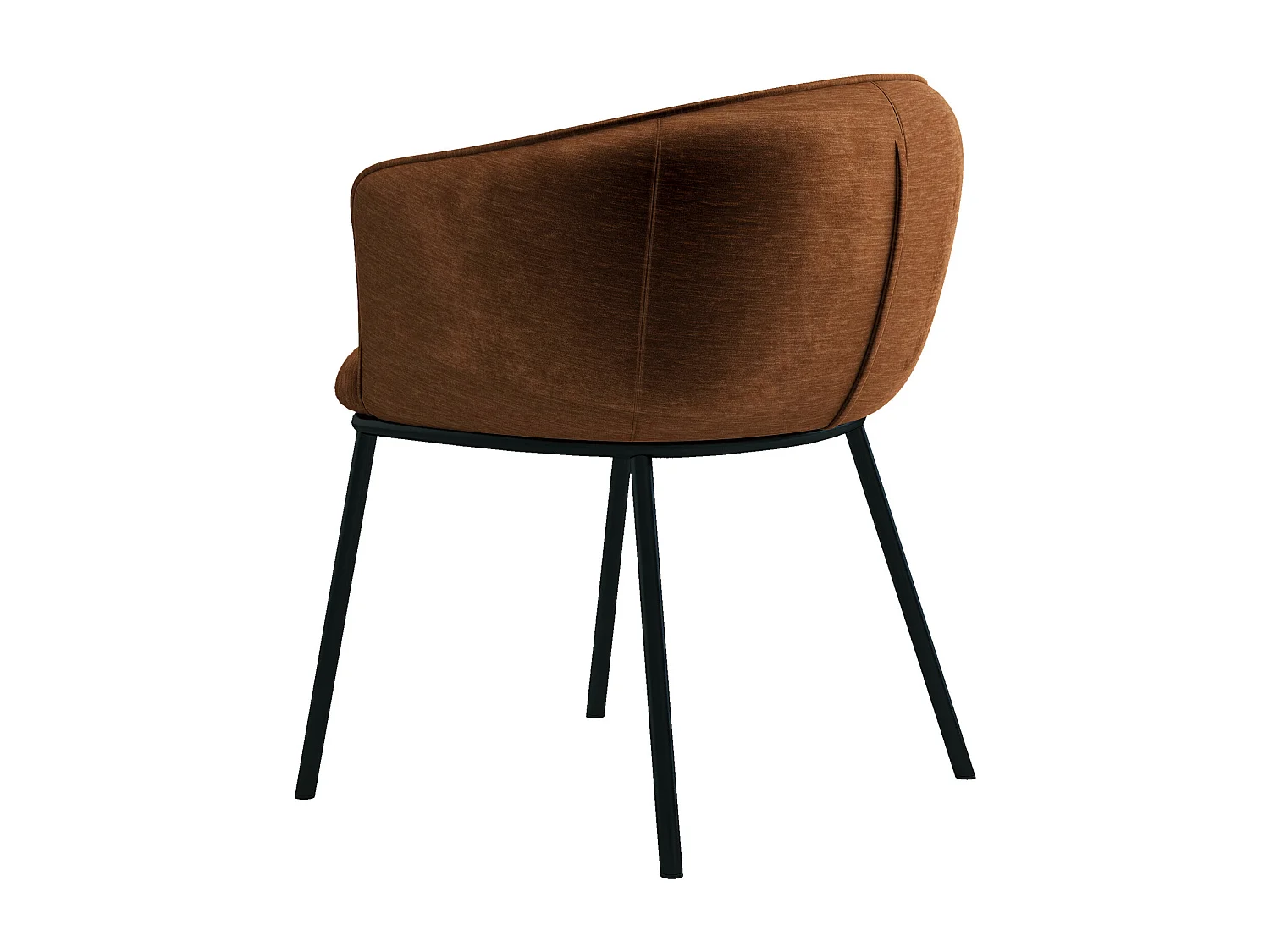 ALVIN-Sedia in tessuto terracotta e metallo nero