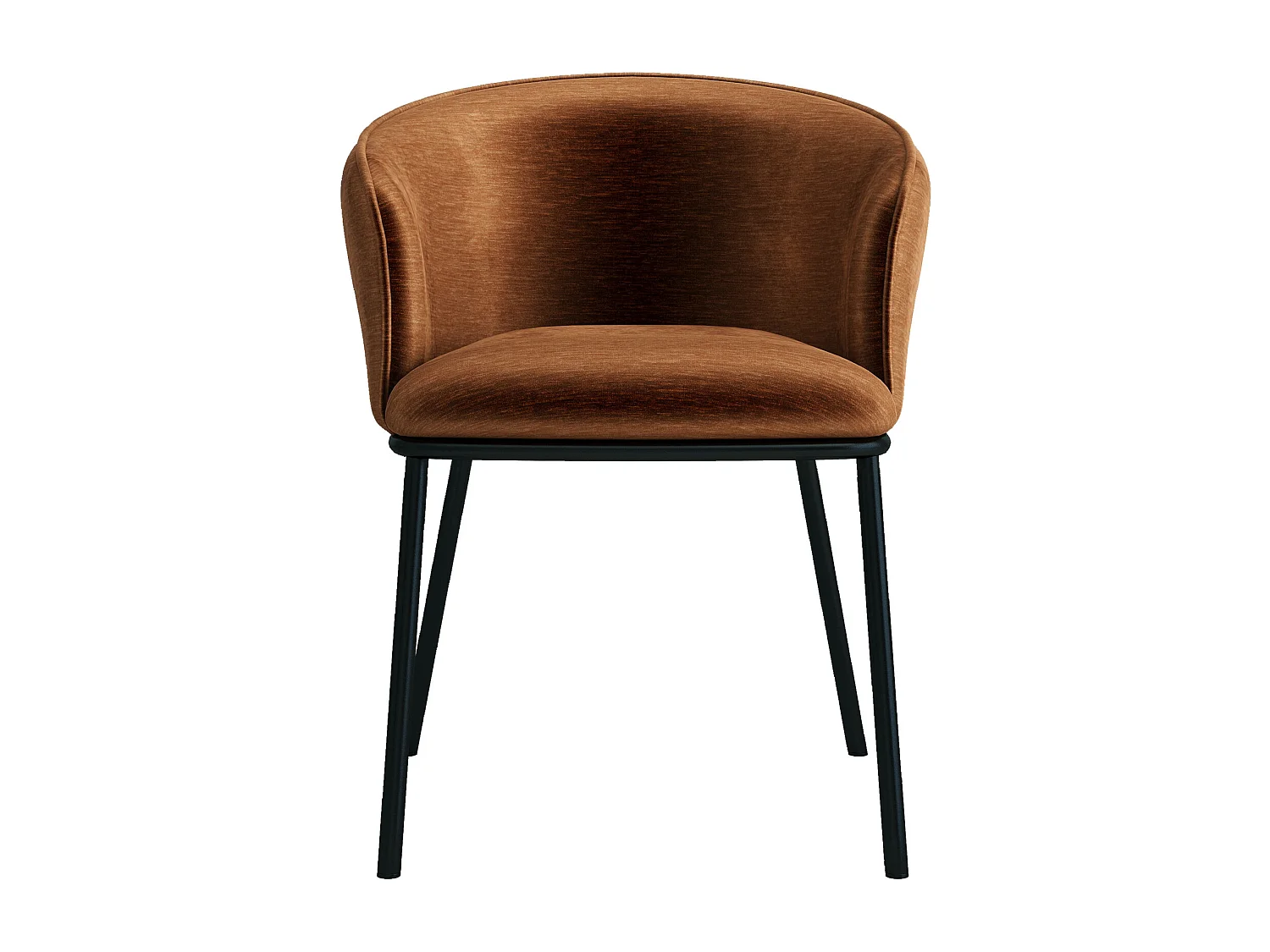 ALVIN-Sedia in tessuto terracotta e metallo nero