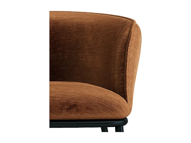 ALVIN-Fauteuil de table en velours Rétro Terracotta