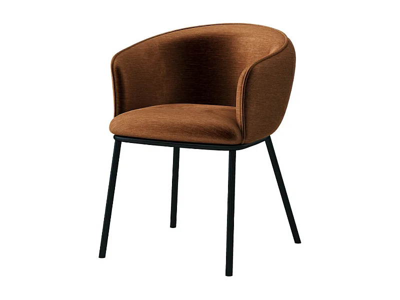 ALVIN-Sedia in tessuto terracotta e metallo nero