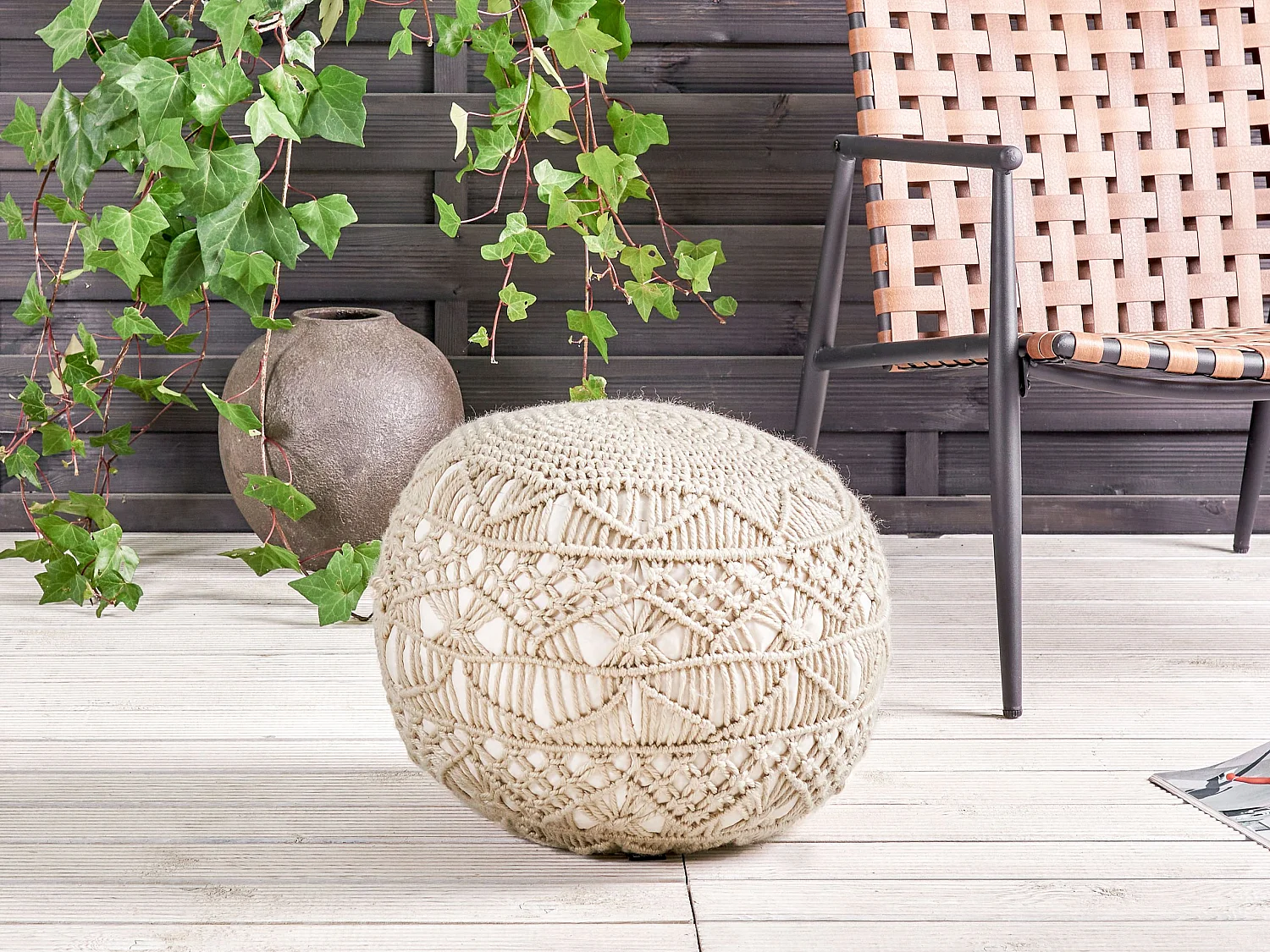 Pouf AADHI Beige 50 cm 50 cm 30 cm