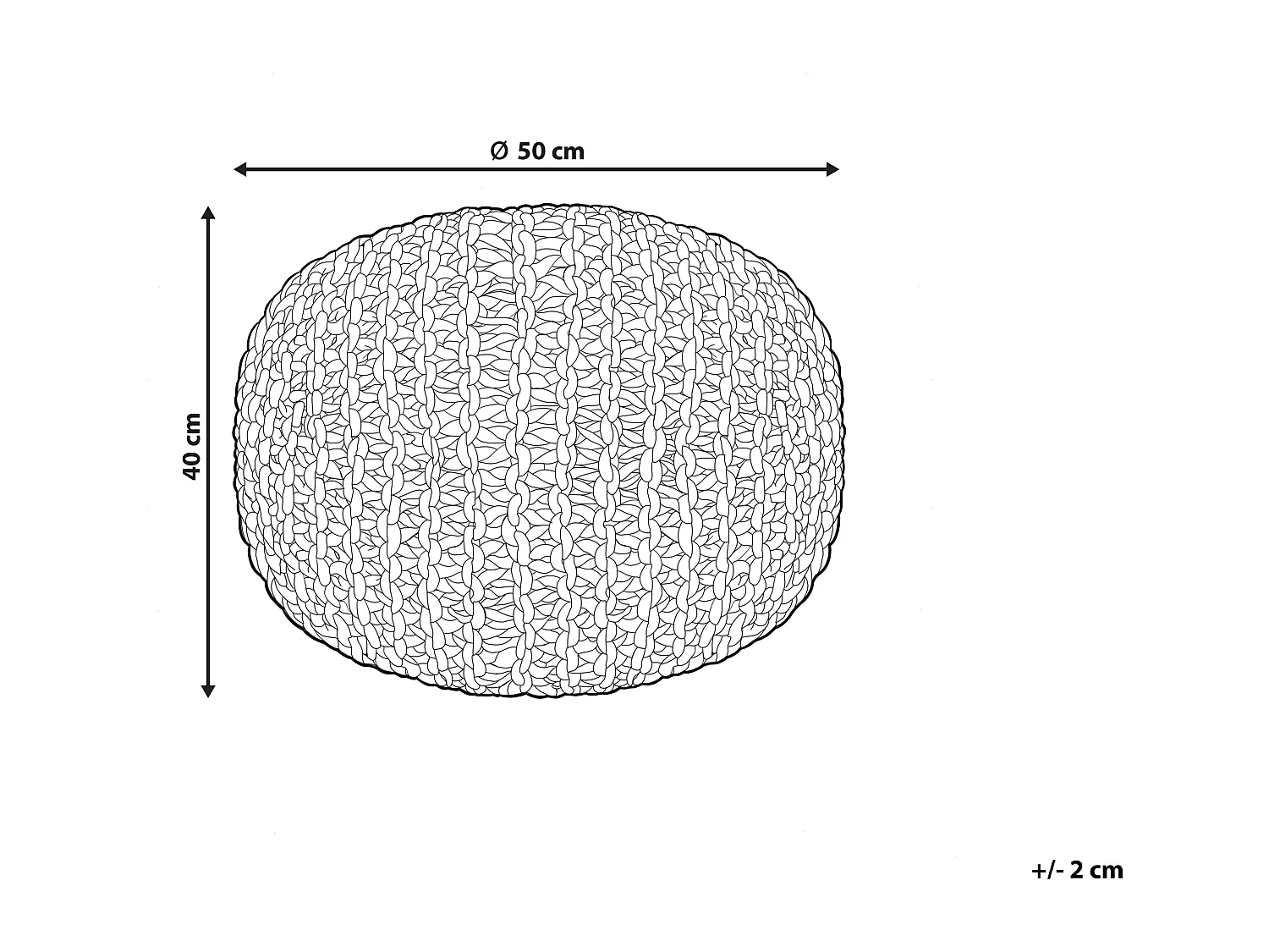 Pouf DUKI Jute Taupe 50 cm 50 cm 40 cm