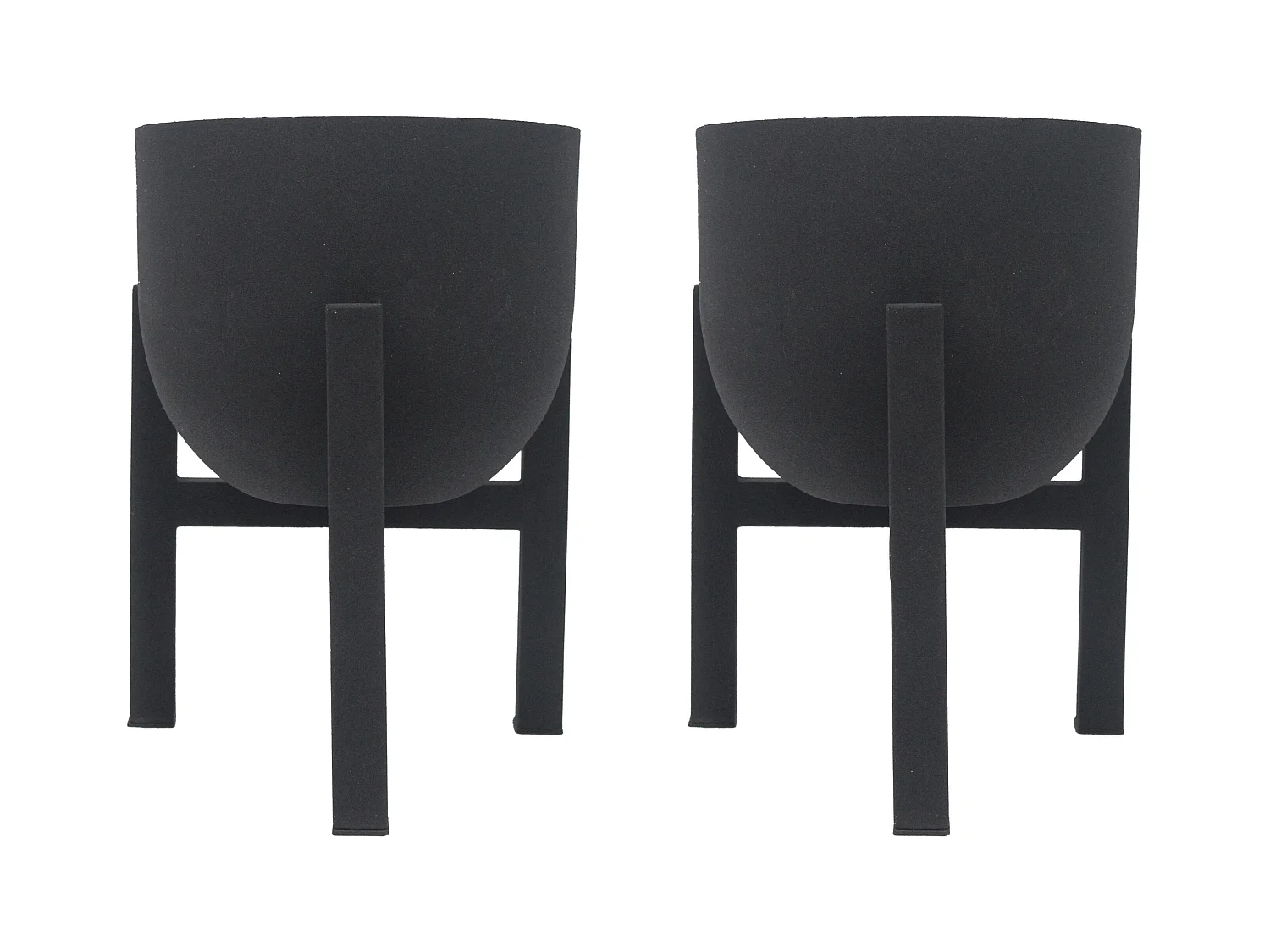 Lot de 2 cache-pots sur pied en métal - D. 18 x H. 25.5 cm - Noir mat - ZARIWI