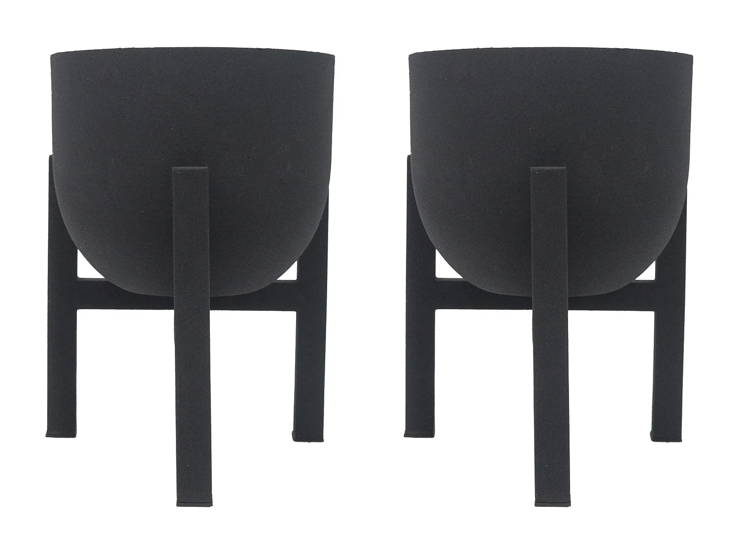Lot de 2 cache-pots sur pied en métal - D. 18 x H. 25.5 cm - Noir mat - ZARIWI