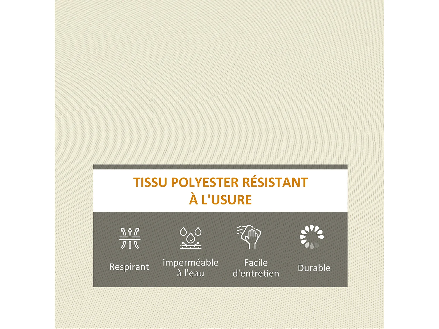 Coussin de banc de jardin déhoussable - coussin balancelle - dim. 120L x 50l cm - rembourrage 8 cm - cordons d'attache - polyester crème