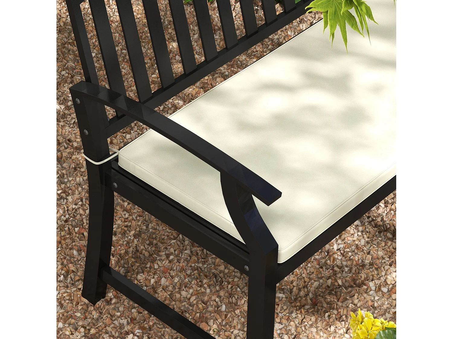 Coussin de banc de jardin déhoussable - coussin balancelle - dim. 120L x 50l cm - rembourrage 8 cm - cordons d'attache - polyester crème