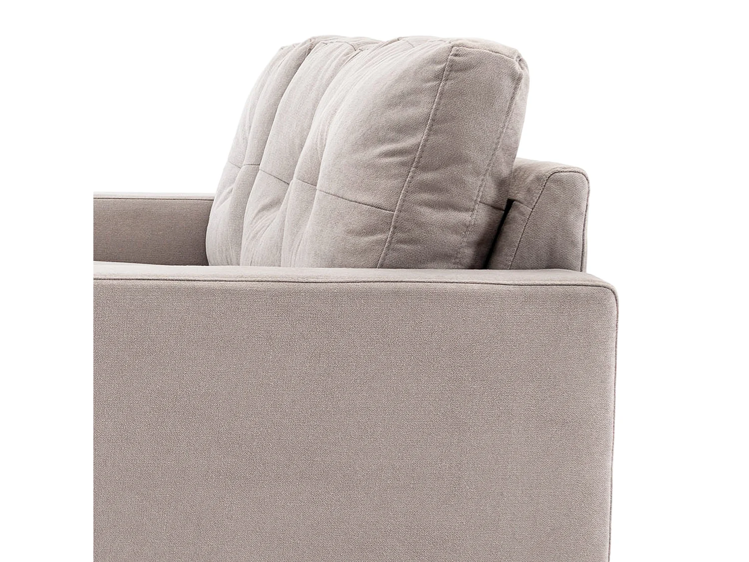 Canapé d'angle 3 places design scandinave - dossier effet capitonné, repose-pied amovible - piètement bois tissu gris clair