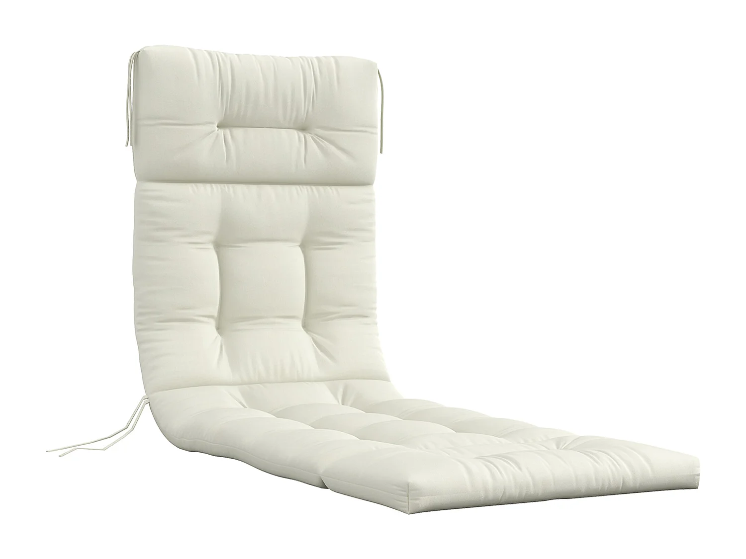 Coussin bain de soleil - coussin matelassé chaise longue - dim. 200L x 60l cm - ép. 13 cm - attaches - polyester crème