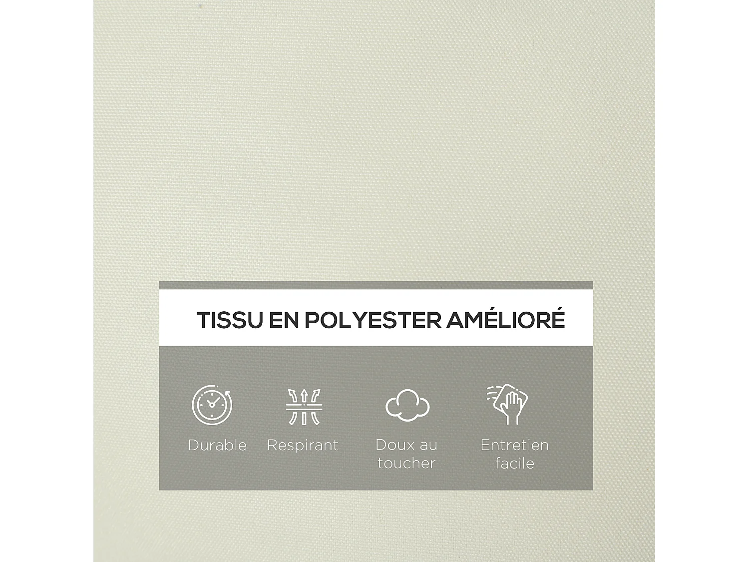 Coussin bain de soleil - coussin matelassé chaise longue - dim. 200L x 60l cm - ép. 13 cm - attaches - polyester crème