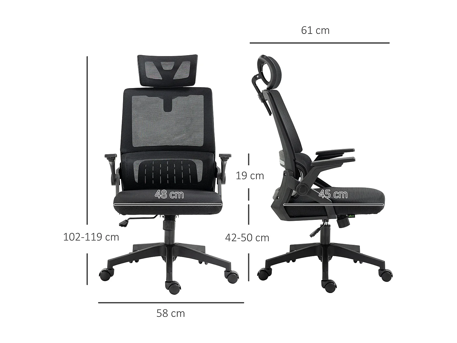 Chaise de bureau ergonomique réglable inclinable pivotante maille polyester noir