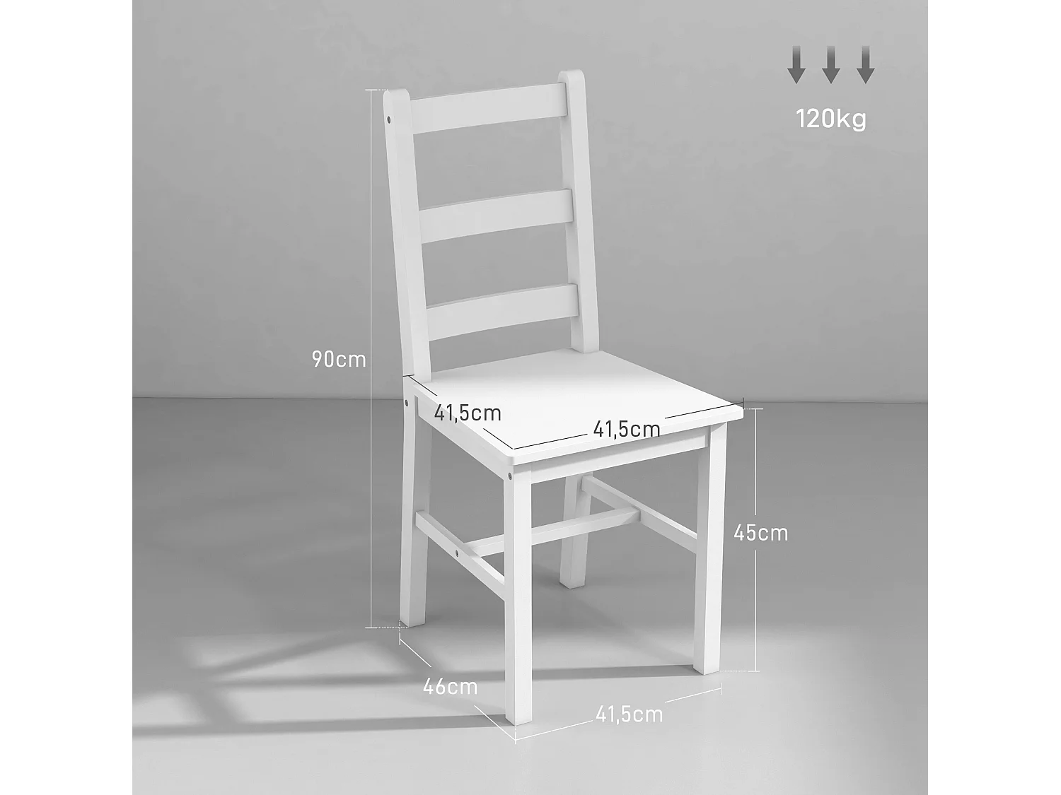 Lot de 2 chaises dossier lattes style rural chic bois de pin blanc