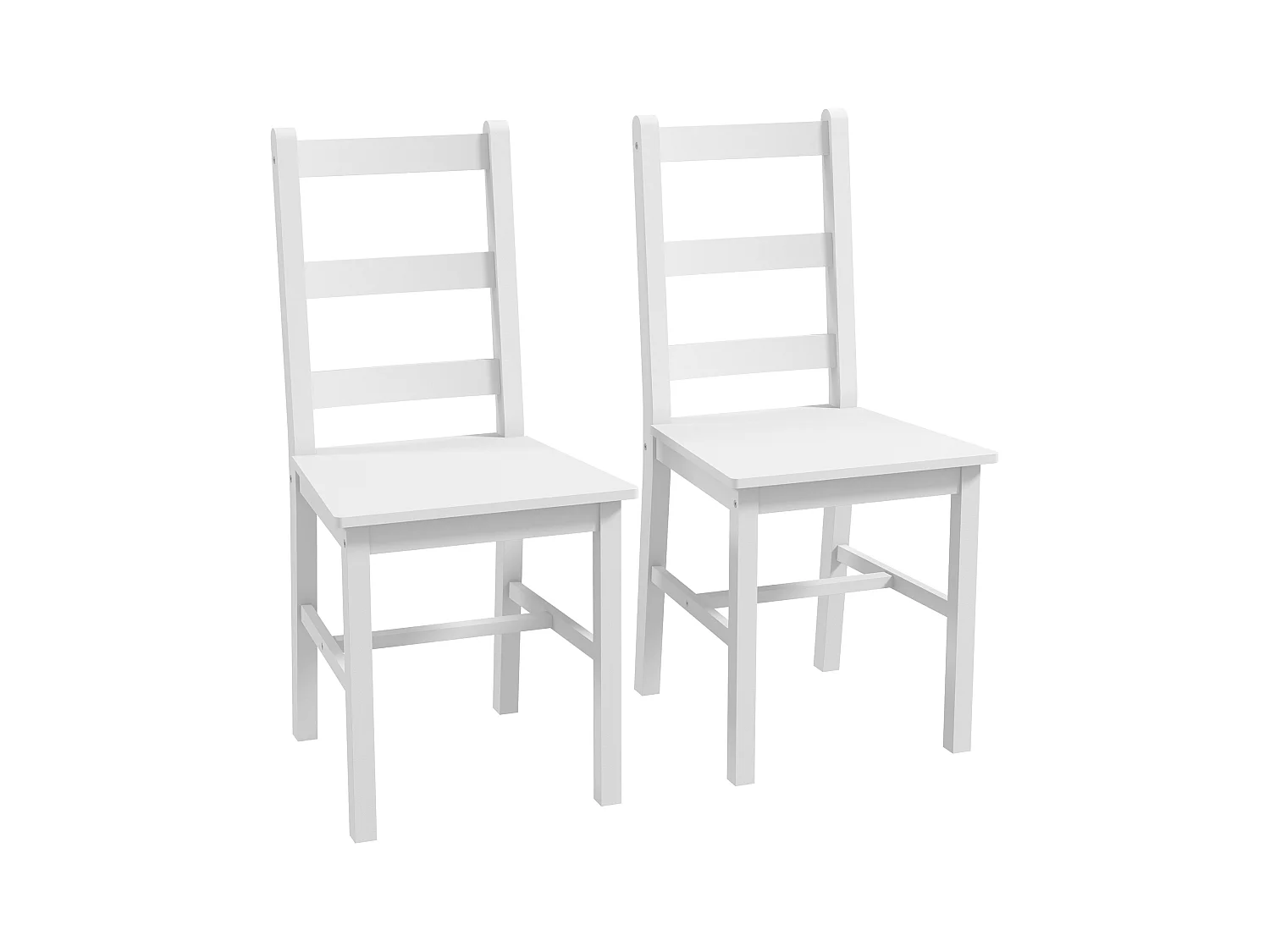 Lot de 2 chaises dossier lattes style rural chic bois de pin blanc