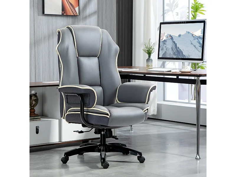 Fauteuil de bureau gamer ergonomique grand confort - 76L x 80l x 118-124H cm - gris
