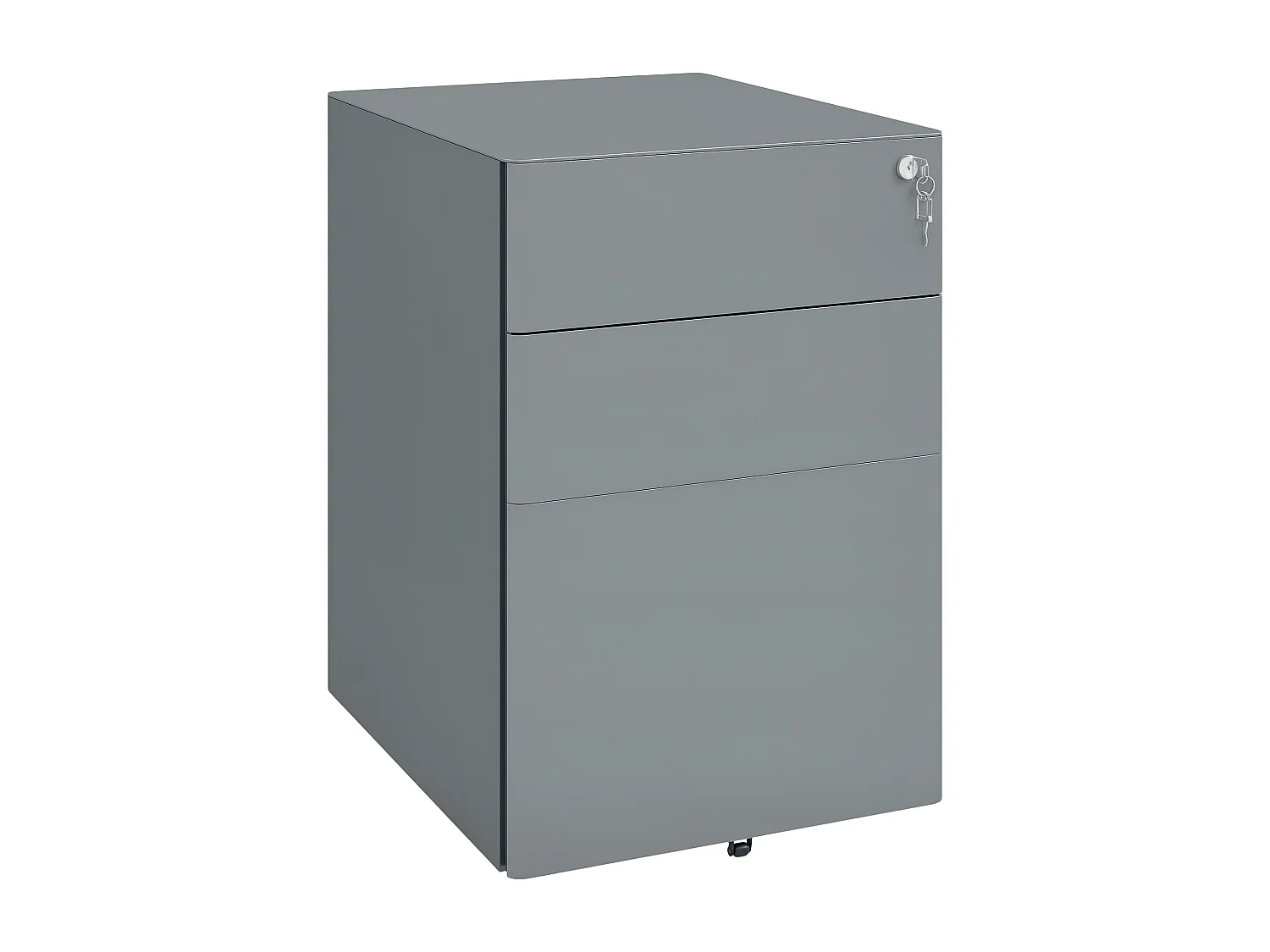 Caisson de bureau rangement bureau sur roulettes 3 tiroirs coulissants verrouillables trieur à dossiers dim. 39L x 48I x 59H cm acier gris
