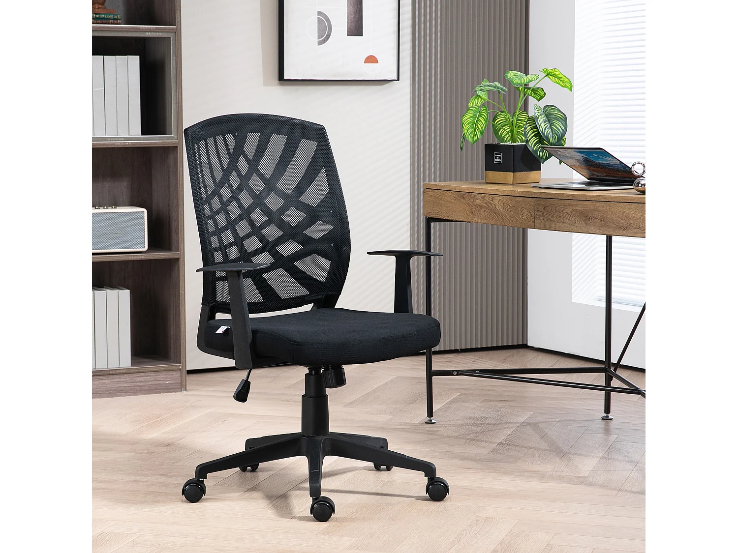 Chaise de bureau design ergonomique réglable accoudoirs maille noir