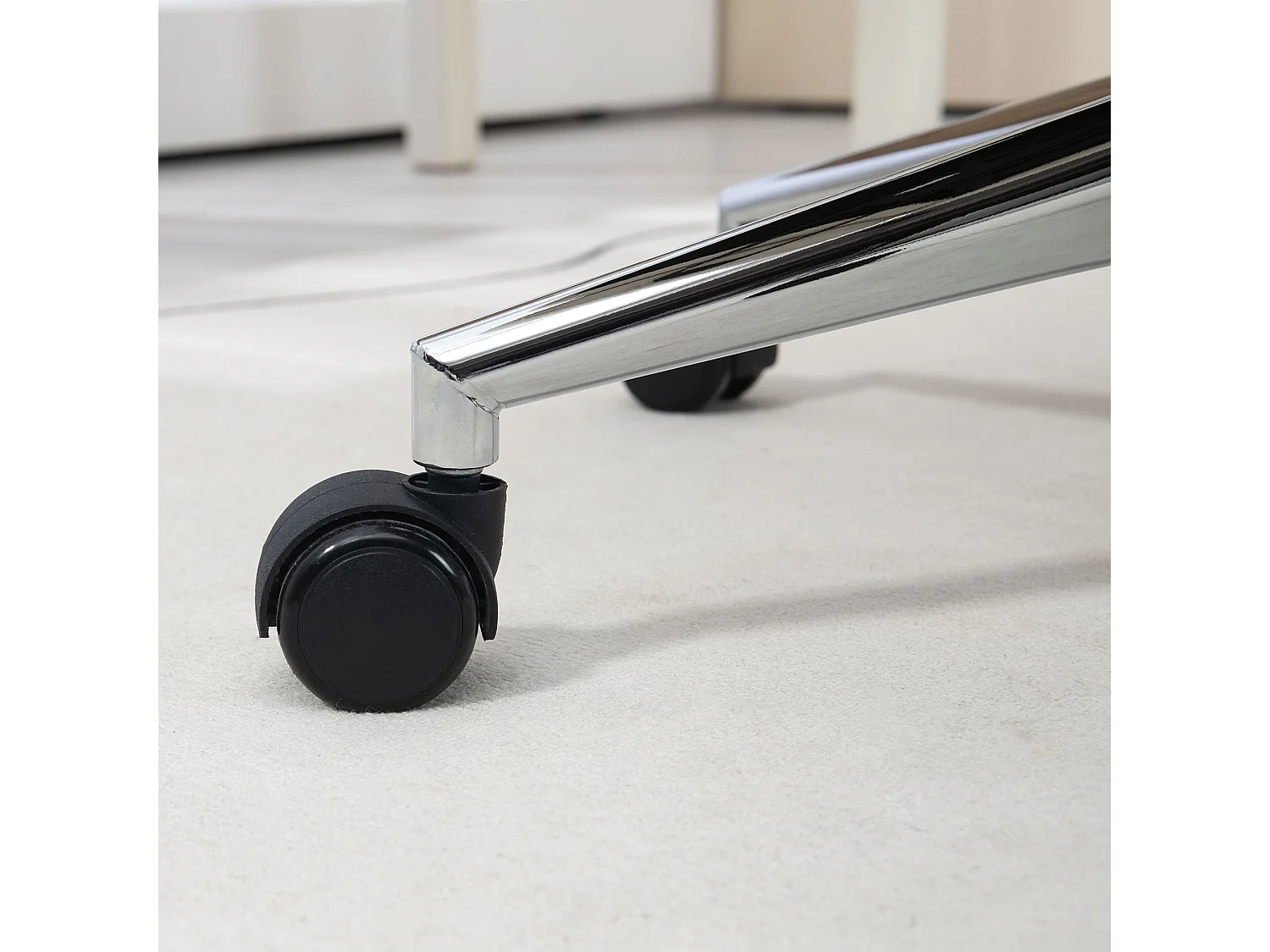 Chaise de bureau design ergonomique réglable pivotante piètement chromé aspect lin écru