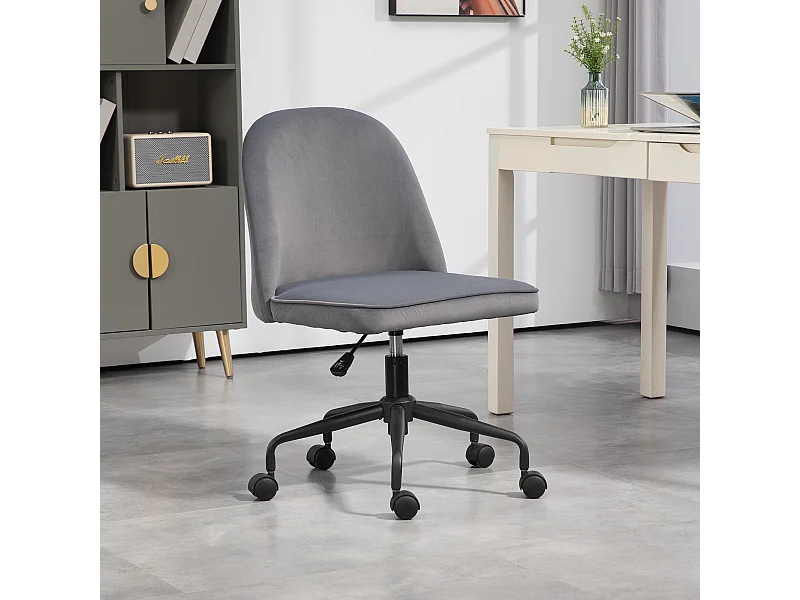 Chaise de bureau design réglable fonction bascule verrouillable aspect velours gris