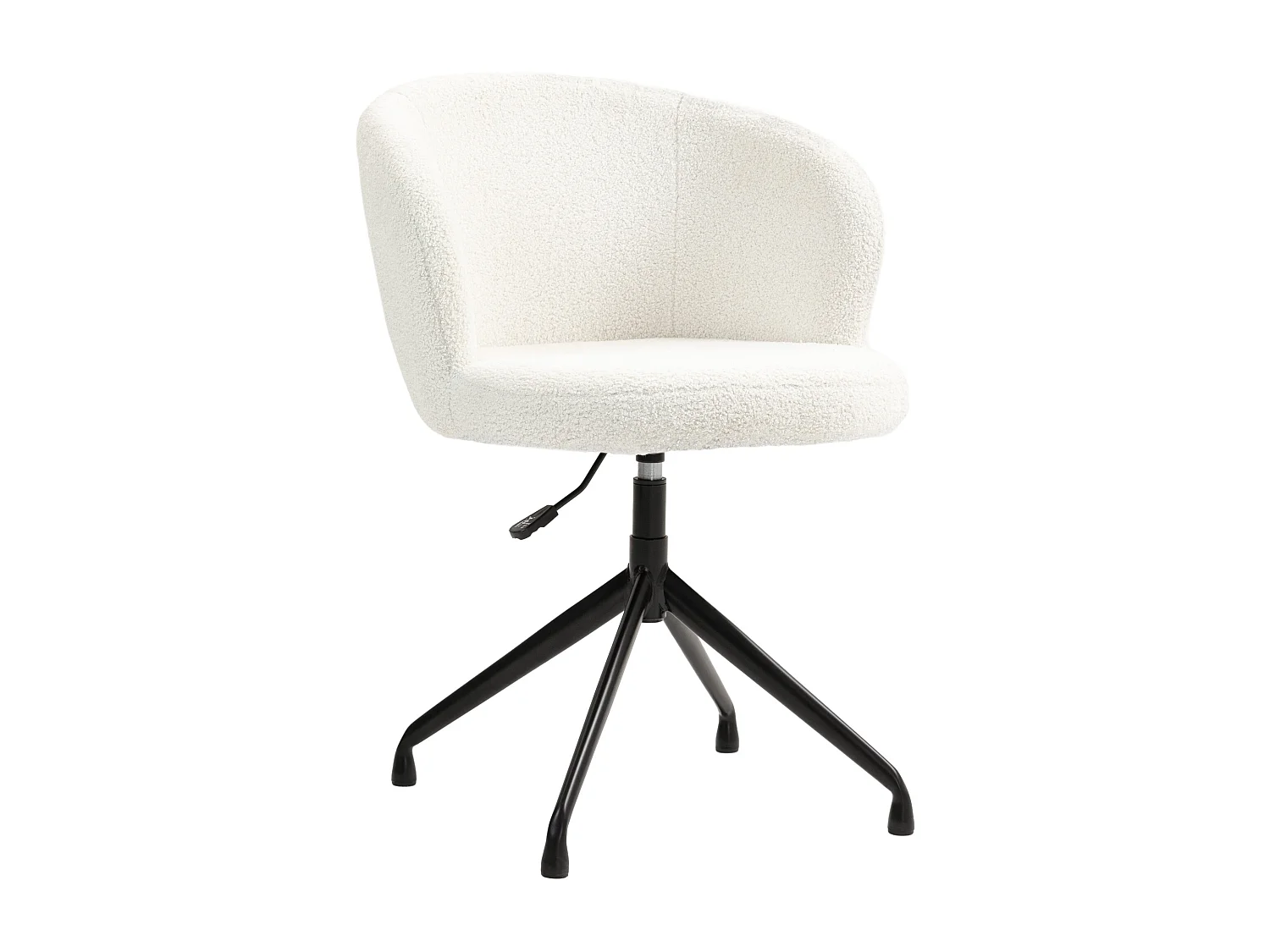 Chaise de bureau design - hauteur réglable, pivotante - piètement acier noir revêtement effet laine bouclée