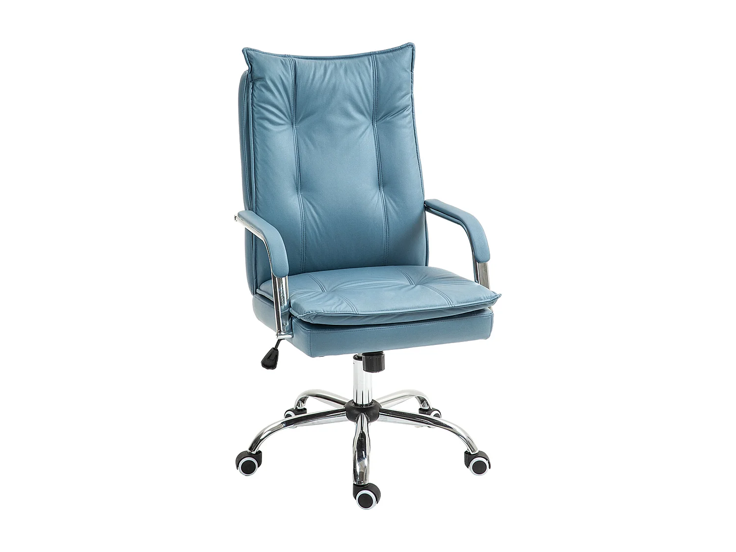 Chaise de bureau manager ergonomique design contemporain métal chromé tissu technique bleu