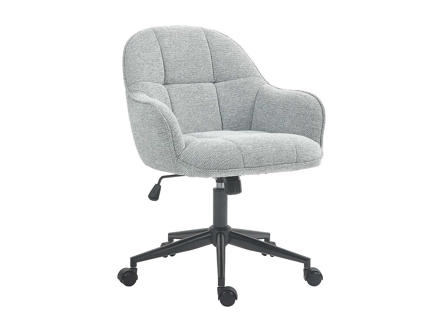 Chaise de bureau design Chesterfield dossier assise effet capitonnée hauteur réglable pivotante métal noir tissu gris