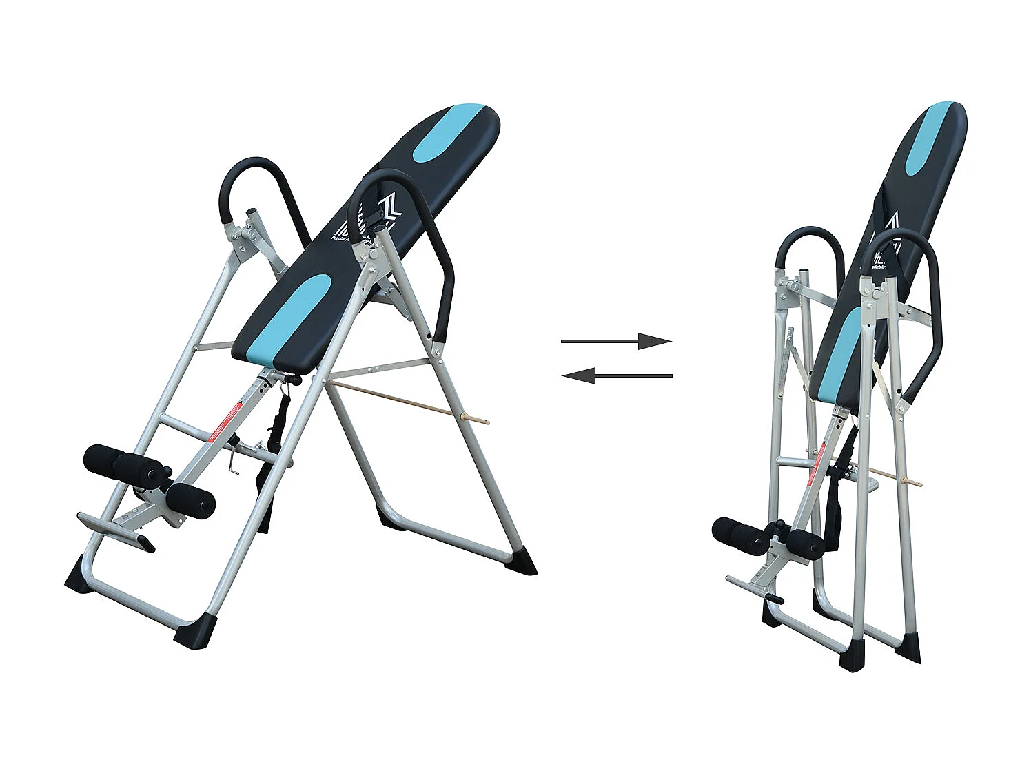 Table d'inversion de musculation pliable ceinture de sécurité réglable acier coloris argent noir