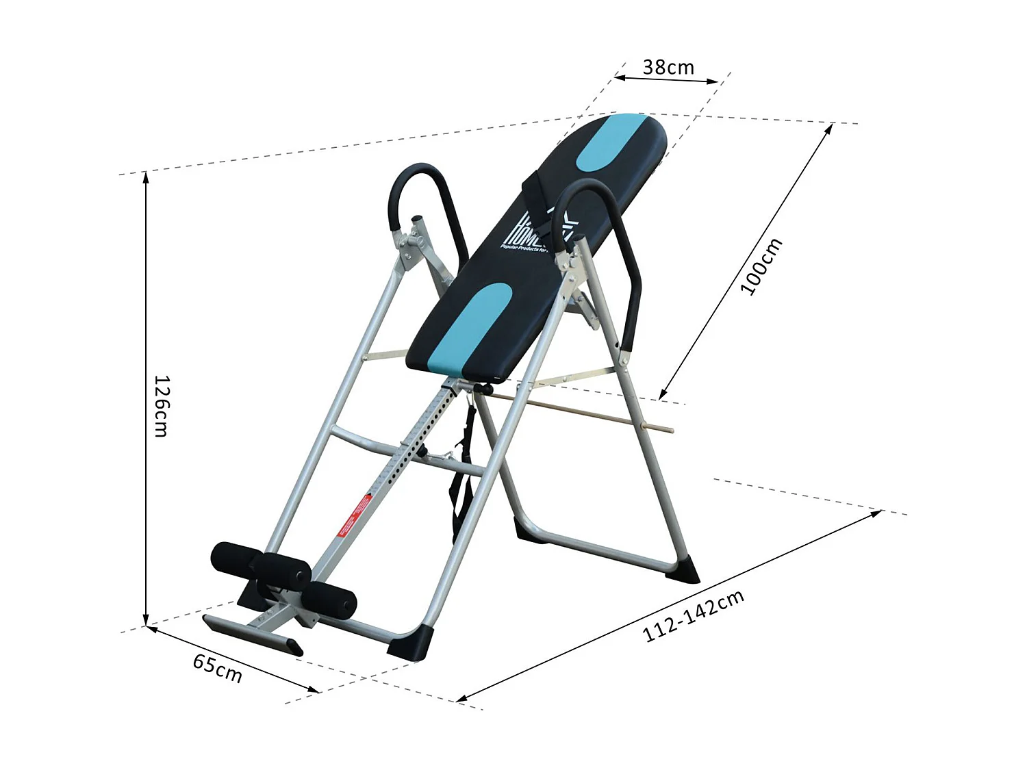 Table d'inversion de musculation pliable ceinture de sécurité réglable acier coloris argent noir