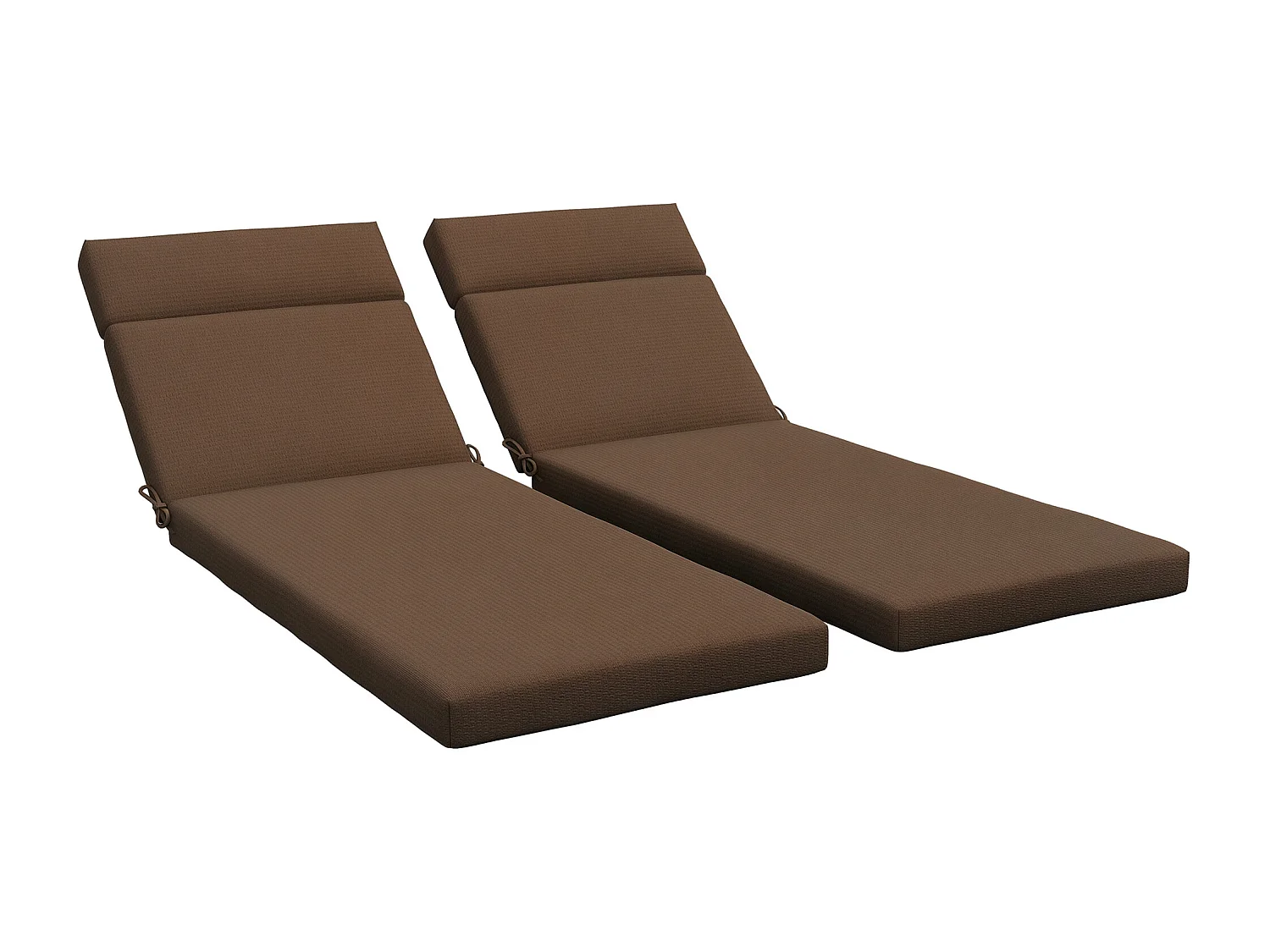 Lot de 2 matelas pour bain de soleil transat - cordons et scratchs d'attache - dim. 196L x 55l cm ép. 8 cm - polyester déperlant marron