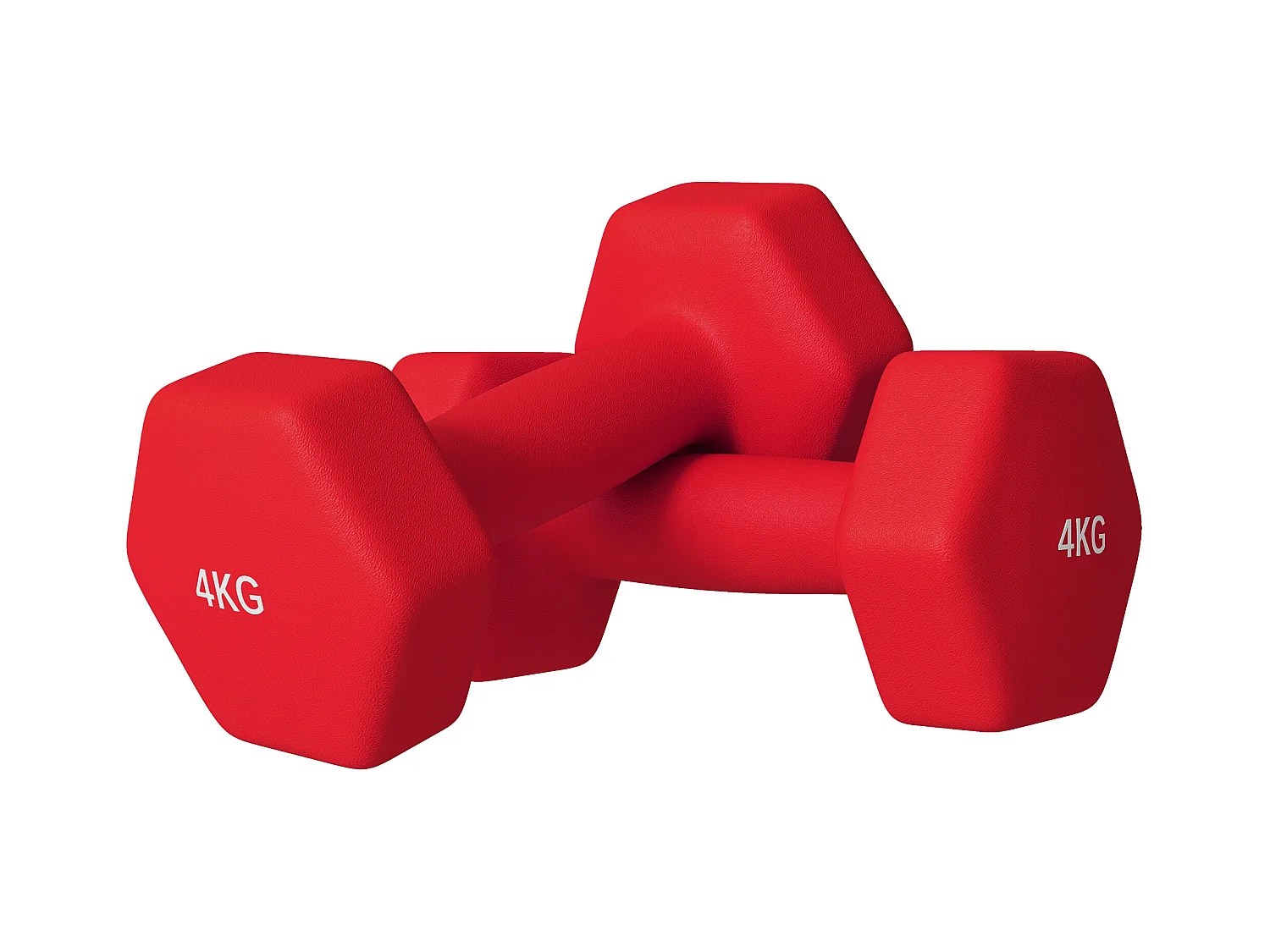 Lot de 2 haltères hexagonales 2 x 4 Kg - poignée antidérapante - métal PVC rouge
