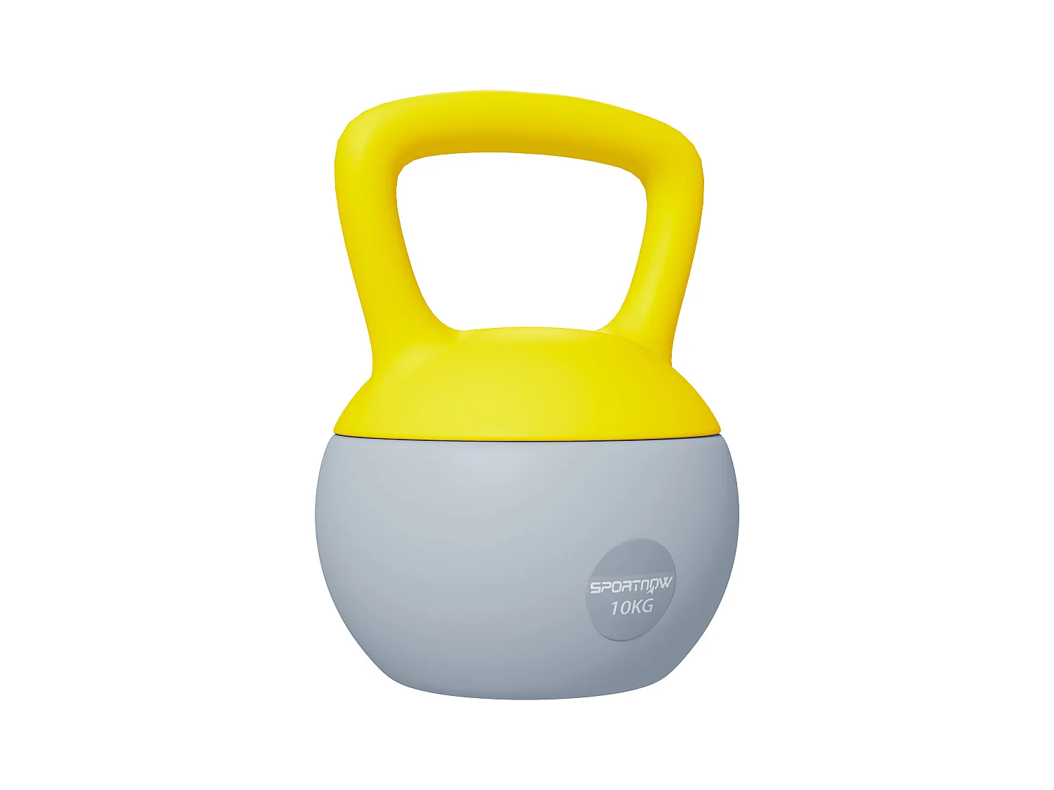 Kettlebell 10 Kg - prise ergonomique - entraînement musculaire & haltérophilie - PVC gris jaune