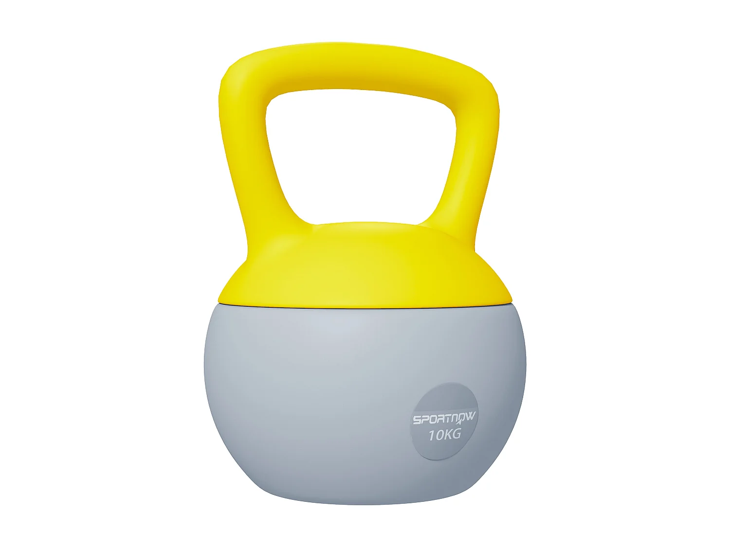 Kettlebell 10 Kg - prise ergonomique - entraînement musculaire & haltérophilie - PVC gris jaune