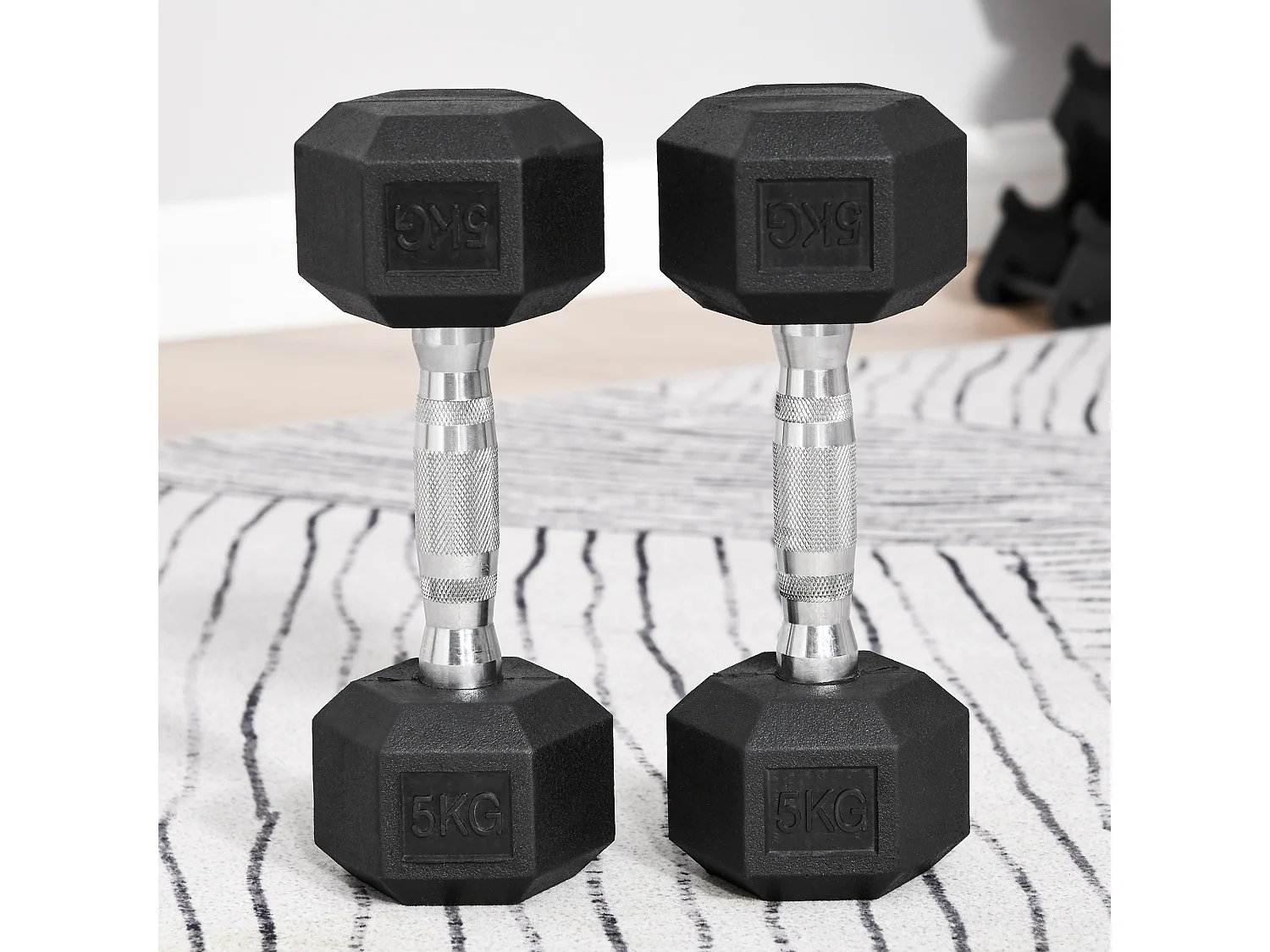 Ensemble d'haltères courtes total 10 Kg - entraînement musculaire & haltérophilie - acier caoutchouc noir