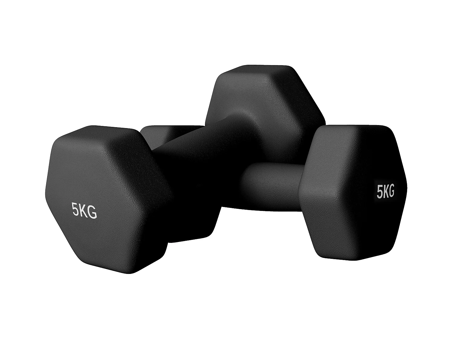 Lot de 2 haltères hexagonales 2 x 5 Kg - poignée antidérapante - métal PVC noir