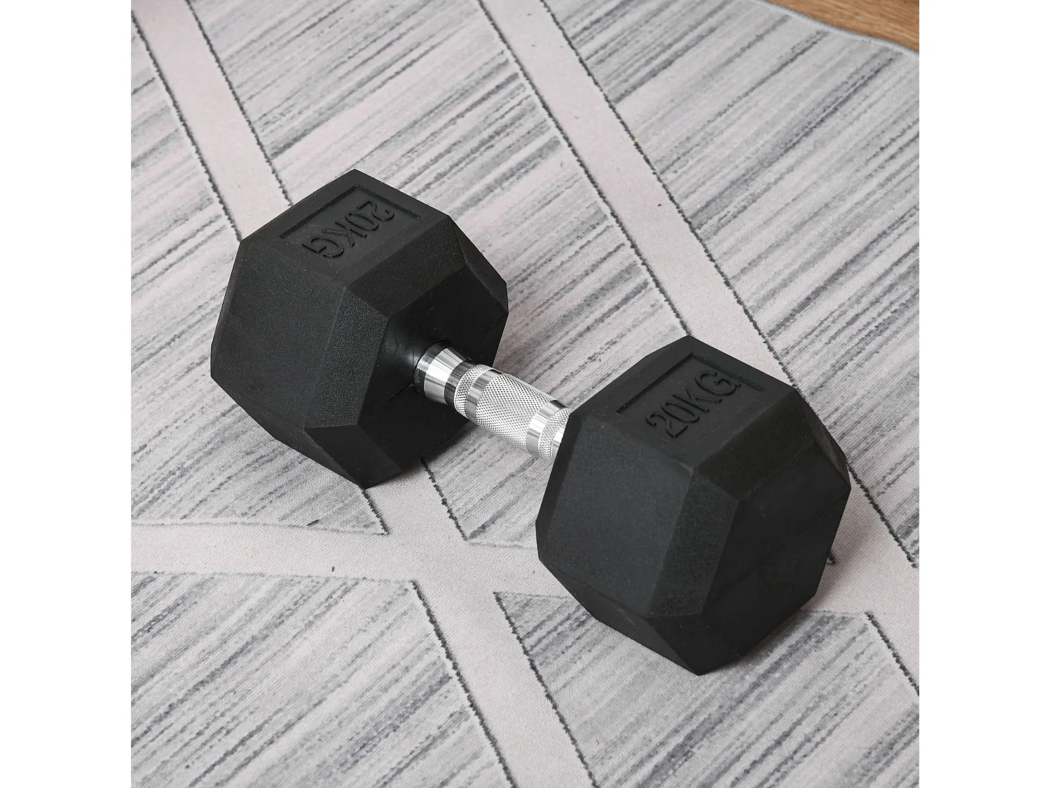 Haltère courte poids 20 Kg - entraînement musculaire & haltérophilie - acier caoutchouc noir