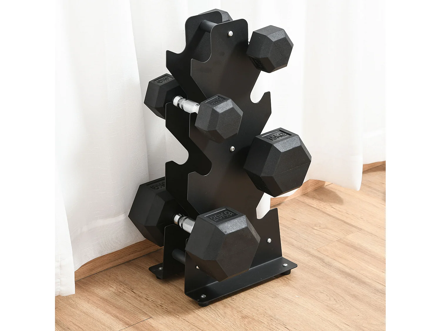 Haltère courte poids 20 Kg - entraînement musculaire & haltérophilie - acier caoutchouc noir