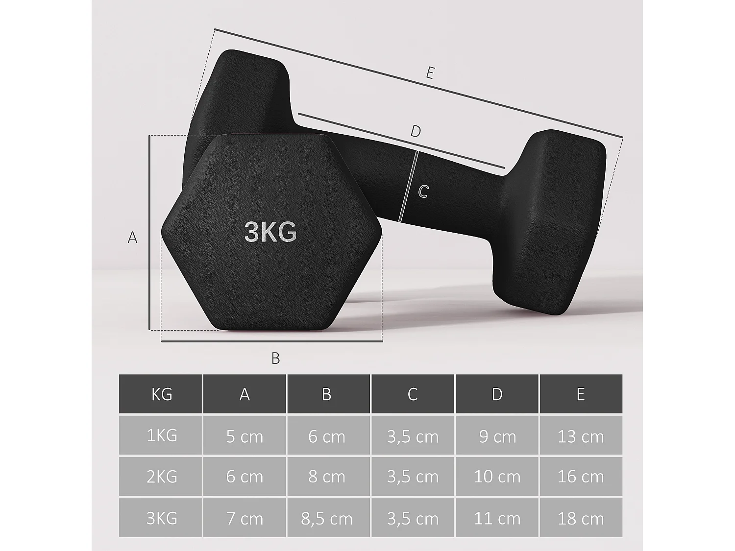 Support noir pour 6 haltères vinyles - 6 haltères incluses total 12 Kg - noir rouge vert